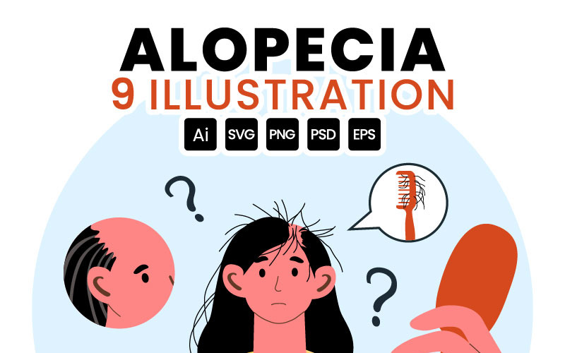 9 Alopecie Vypadávání vlasů Ilustrace