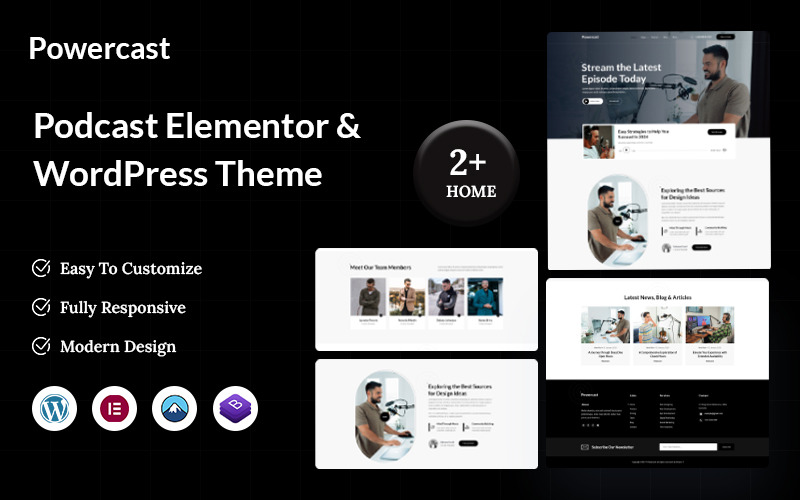 Powercast – Podcast Elementor WordPress-tema