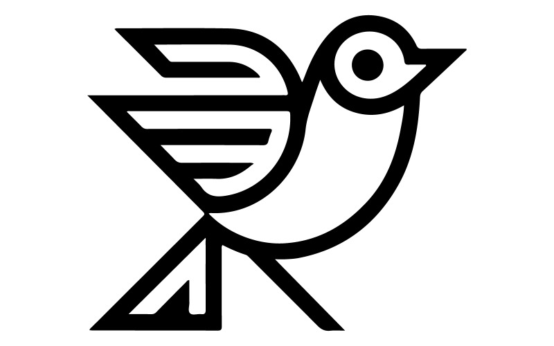 Ilustración de un pájaro que tiene pico, alas y cola.