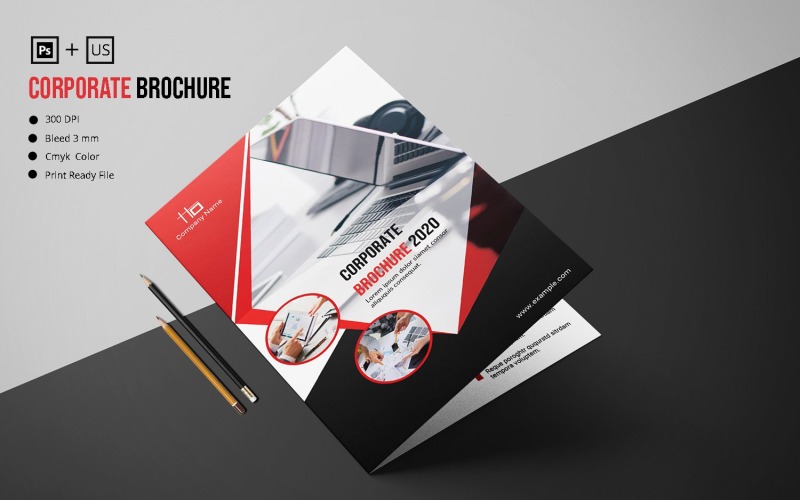 Modèle de brochure commerciale à deux volets. Photoshop