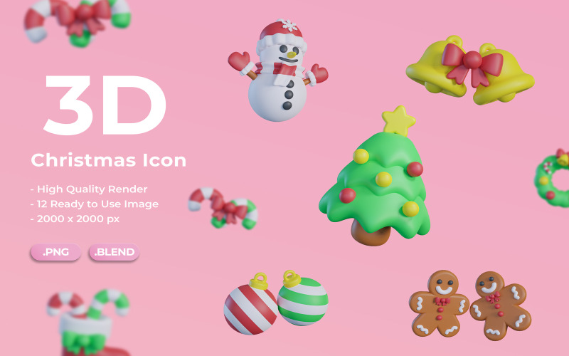 3D jul Ikonuppsättning Bundle Design