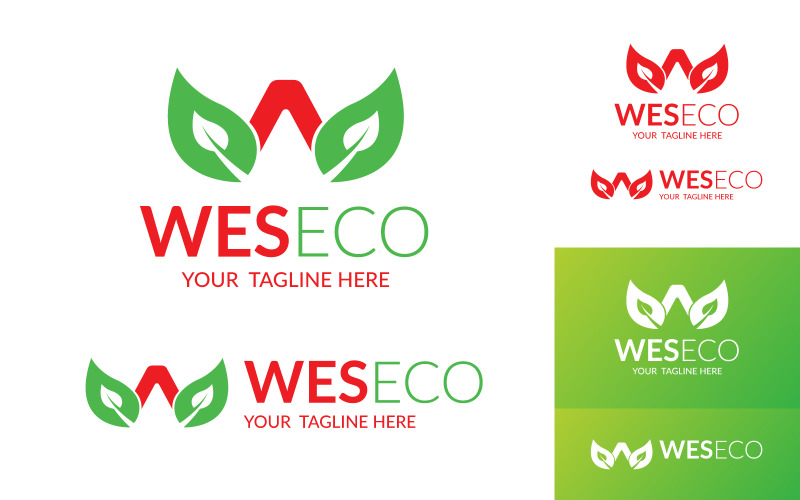 Logo creativo con lettera W e foglia