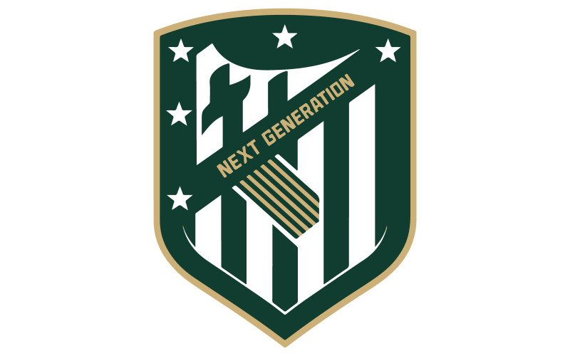 Una ilustración de un logotipo de fútbol con forma de escudo.