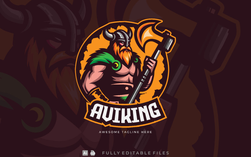 Viking Axe Mascot-logosjabloon