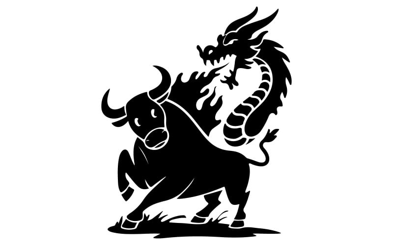 Un'illustrazione della sagoma di un toro e di un drago