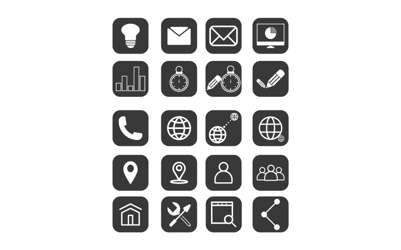 20 icone - Set di icone vettoriali minimaliste. Social media e marchio online