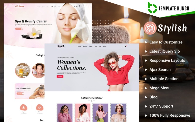 Stijlvol - Spa en Mode - Responsief Shopify-thema voor e-commerce