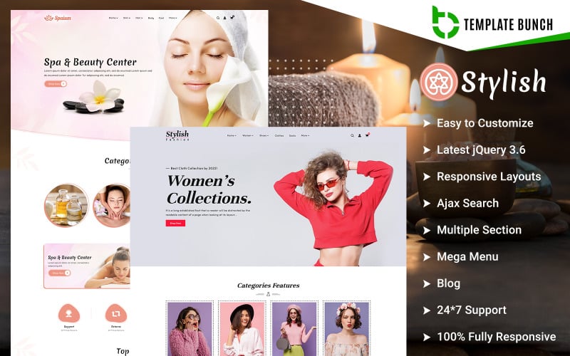 Stylový – Lázně a móda – Responzivní téma Shopify pro eCommerce