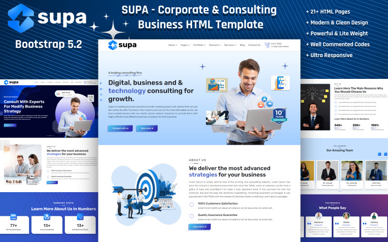 SUPA - Corporate & Consulting Business Clean Bootstrap HTML5 Multipurpose Website Mall