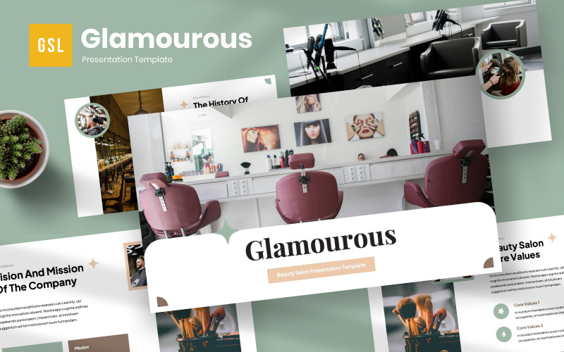 Glamourous – Modèle de diapositive Google pour salon de beauté