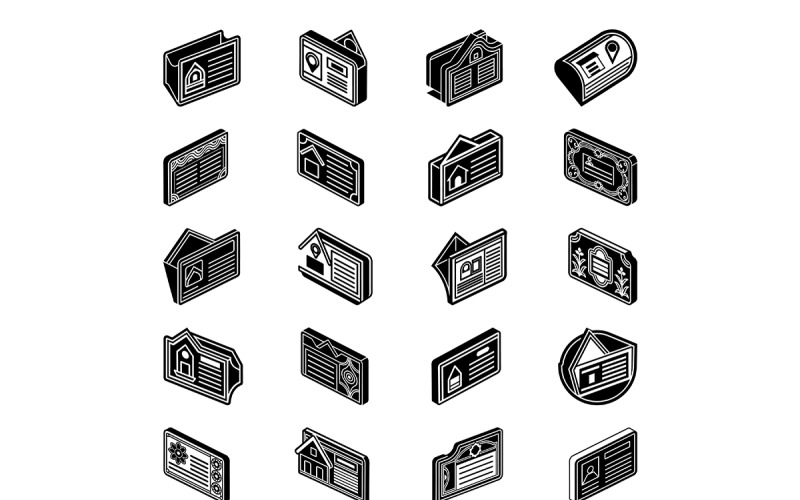 Ícone de cartão de endereço com pacote de estilo linogravura