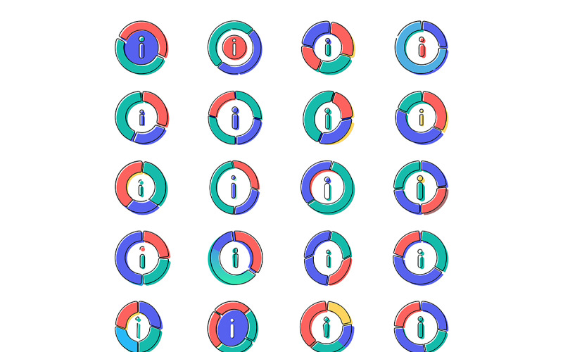 Piękna ikona Circle-info z przesuniętym stylem doodle