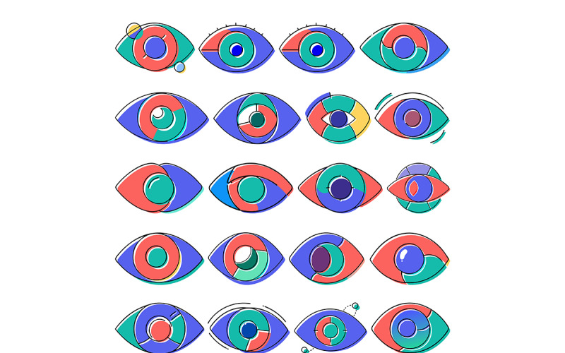 Icona dell'occhio con pacchetto stile doodle offset