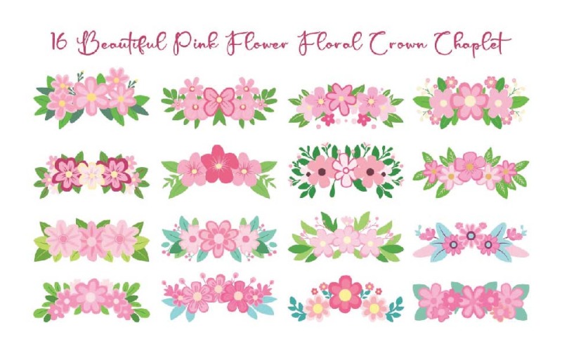 16 bellissime coroncine di fiori rosa