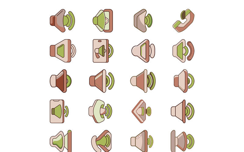Icône de volume du téléphone avec un ensemble de style de contour coloré