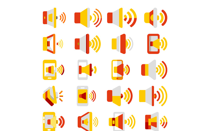 Icône de volume du téléphone avec un ensemble de styles de forme colorée