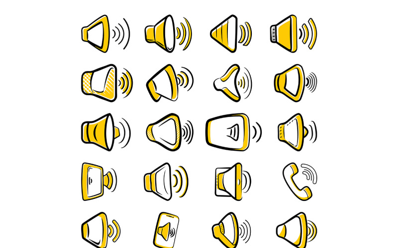 Icona del volume del telefono con bundle in stile doodle