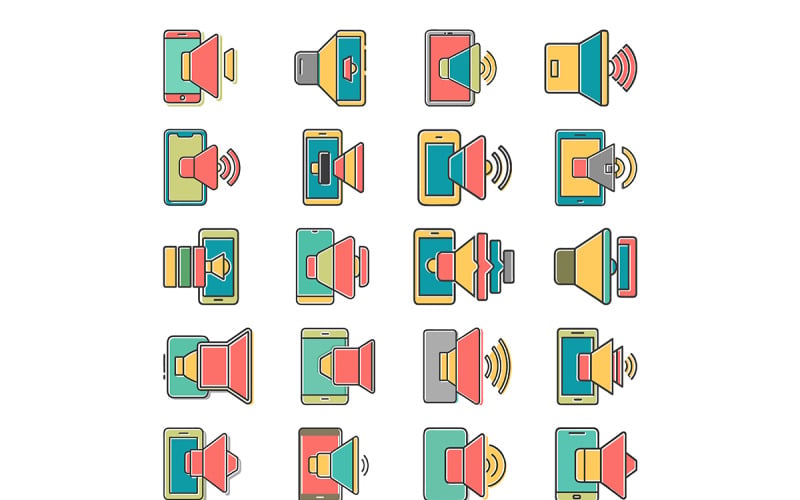 Icona del volume del telefono con stile di riempimento offset