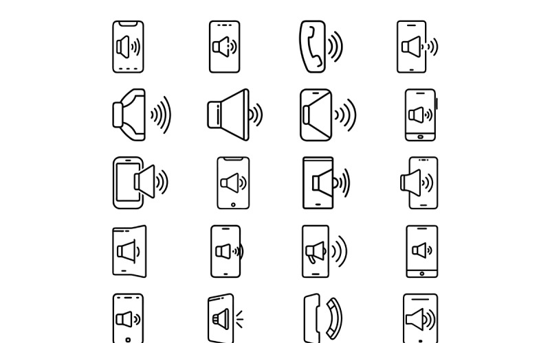 Icône de volume du téléphone avec un ensemble de styles de contour