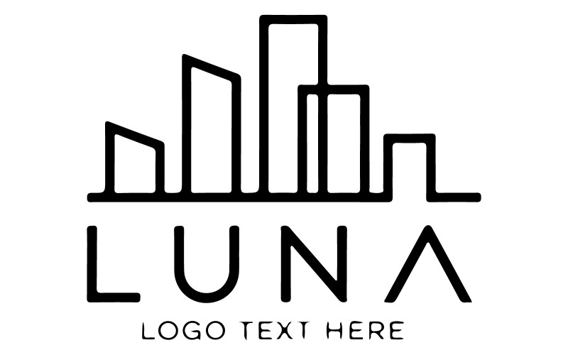 Un logotipo con contornos de edificios.
