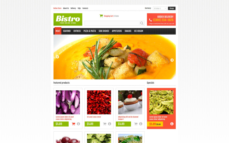 Modelo VirtueMart para loja de alimentos online