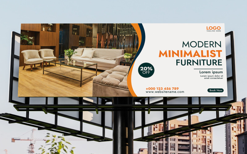 Web-Banner-Vorlage oder Plakatwand-Design für zeitgenössische Möbel