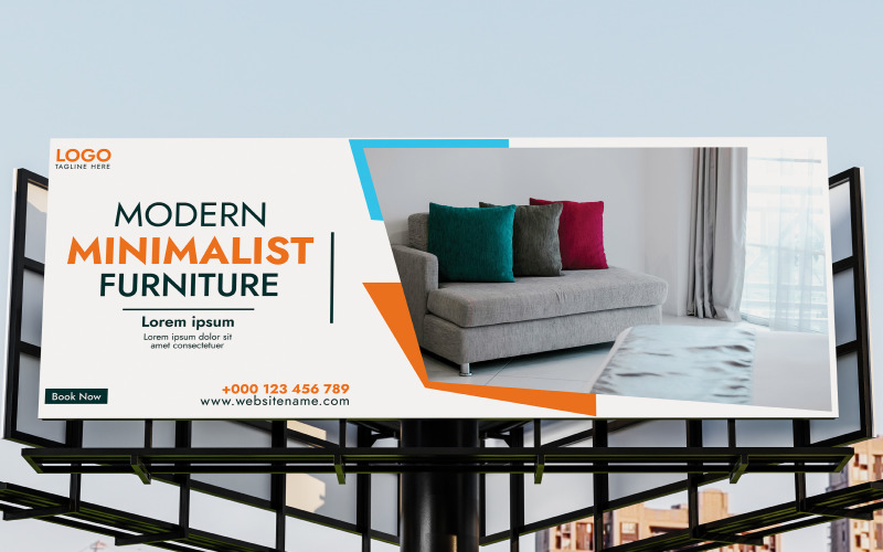 Web-Banner-Vorlage und Plakatwand-Design für den Verkauf von Immobilienmöbeln