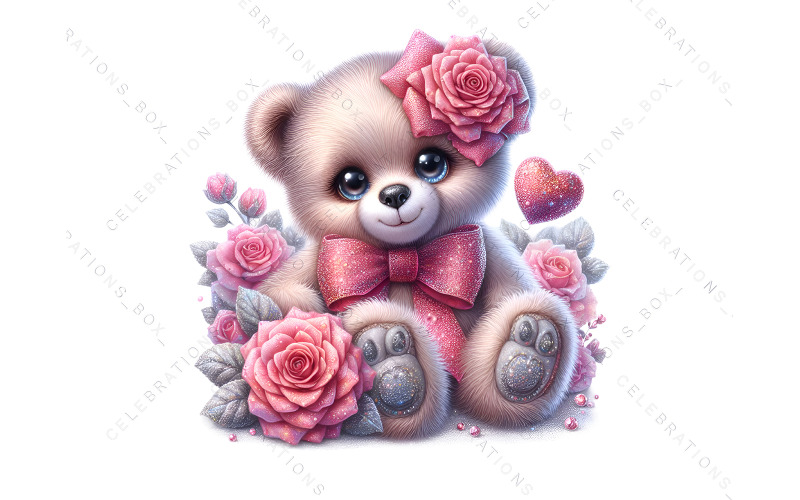Free Valentines Rose Bear Clipart