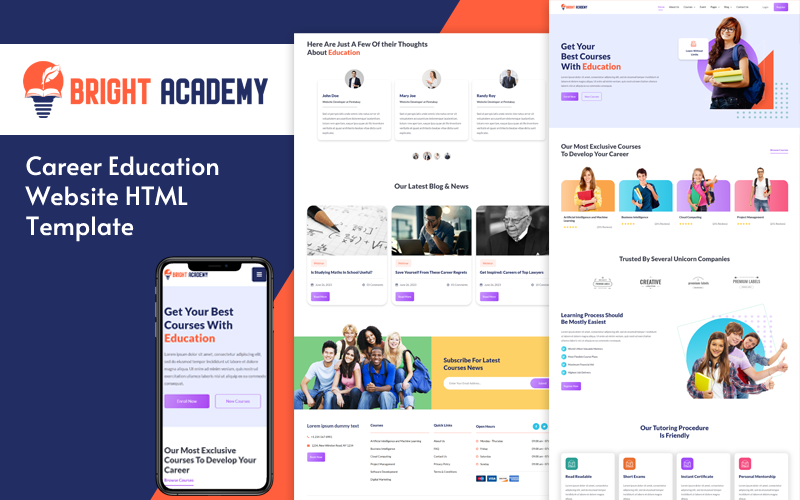 Bright Academy — Modello di sito web per accademie e consulenti didattici online (HTML)