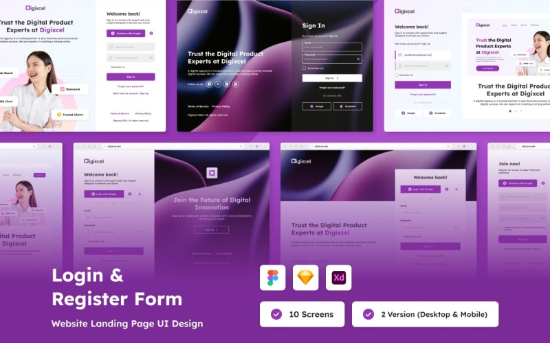 Čistá sada uživatelského rozhraní pro přihlášení a registraci – web a mobil