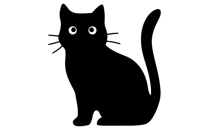 Een minimalistische silhouetillustratie van een kat
