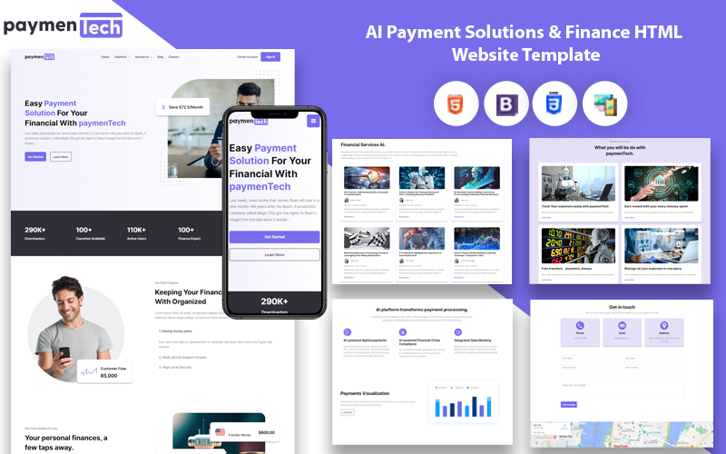 Modello di sito Web HTML per soluzioni di pagamento AI e finanza