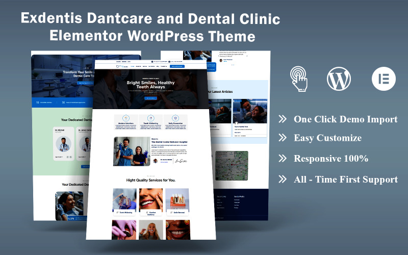 Tema WordPress Elementor per clinica odontoiatrica e Dantcare Exdentis