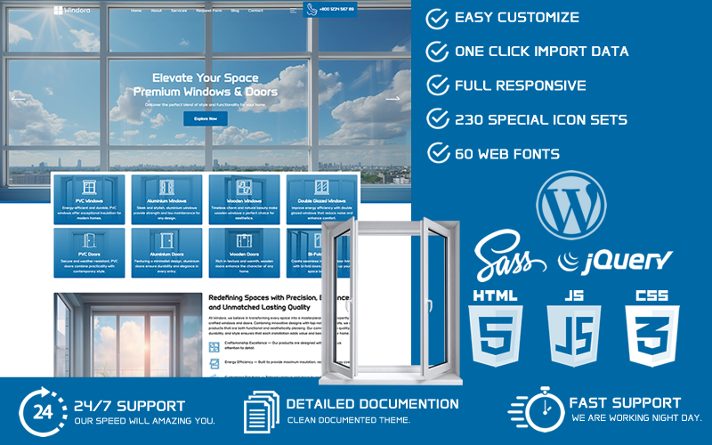 Windora - 窗户和门 WordPress 主题