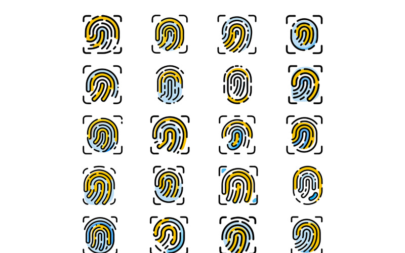 Fingeravtrycksikon med bruten linje stil bunt