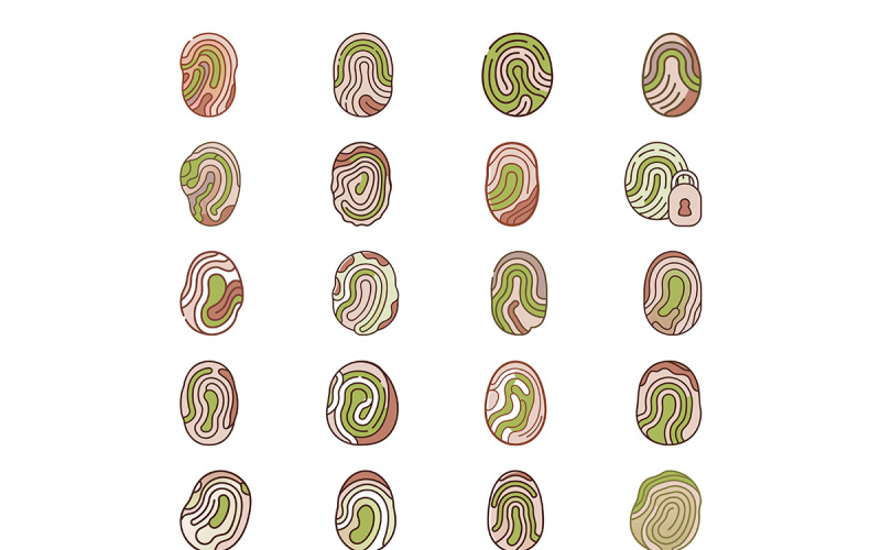 Icône d'empreinte digitale avec un ensemble de style de contour coloré