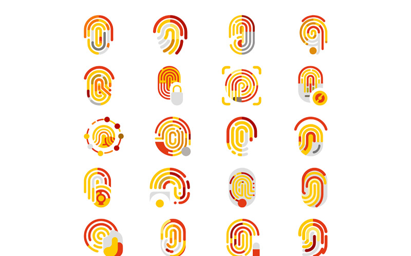 Icône d'empreinte digitale avec un ensemble de styles de forme colorée