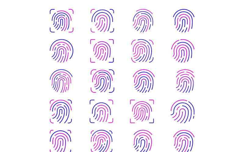 Fingeravtrycksikon med lutning kontur stil bunt