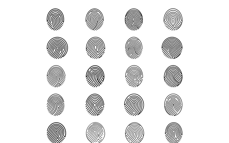 Icône d'empreinte digitale avec un ensemble de style dessin au trait