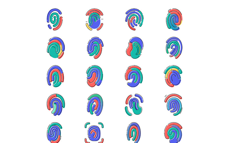 Fingeravtryck ikon med offset doodle stil bunt