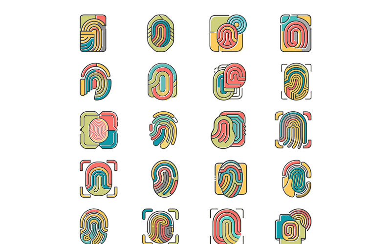 Fingeravtryck ikon med offset fyllning stil bunt