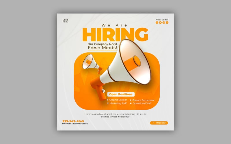 We Are Hiring Job Social Media Poster Template
