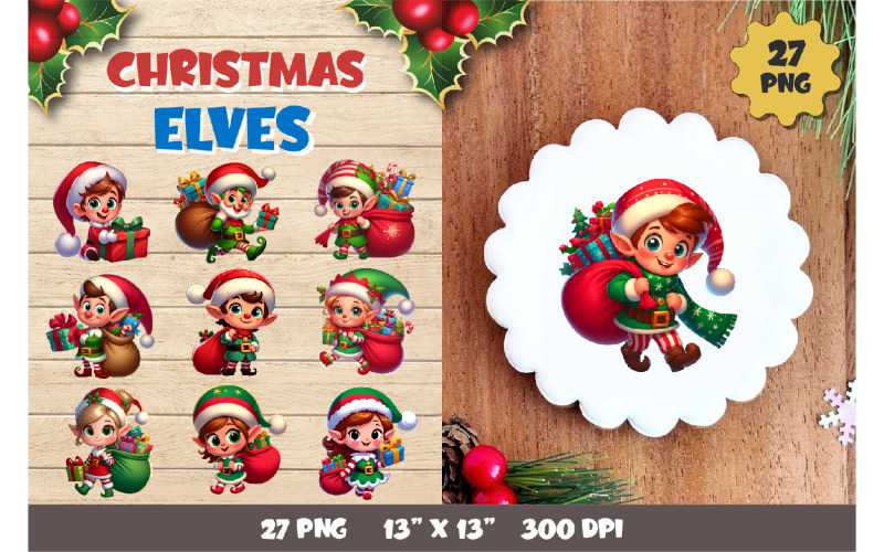 Cute Christmas elf. Clipart, PNG.