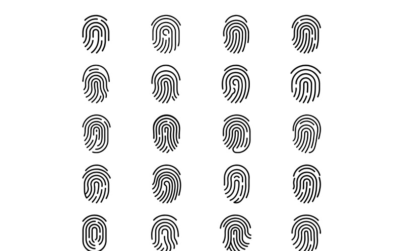 Icône d'empreinte digitale avec un ensemble de style de contour