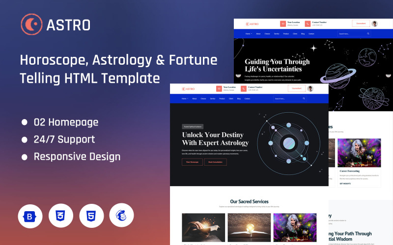 Astro - 星座运势、占星术和算命登陆页面模板