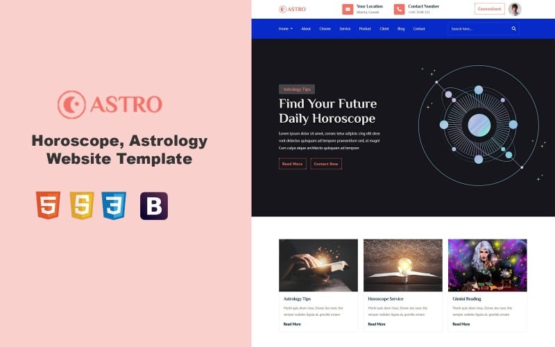 Astro - 星座运势、占星术和算命登陆页面模板