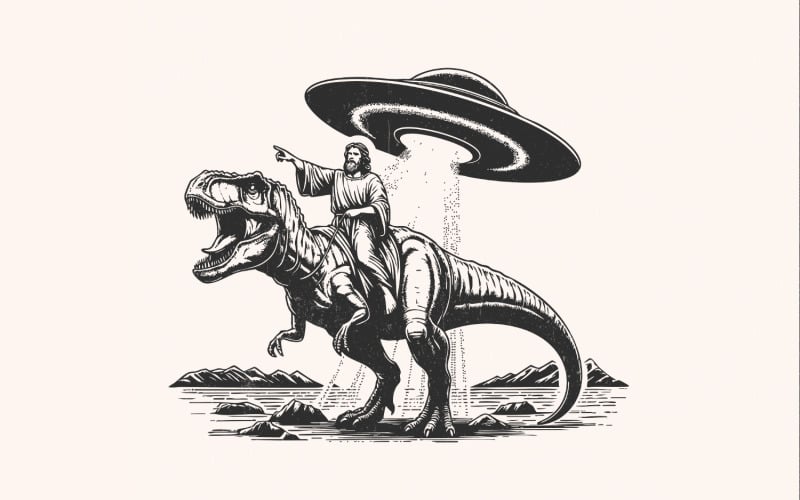 Jesus Dinosaur PNG, Religiös Humor, Funny Jesus, Digital Nedladdning, T Rex Design, Sarkastisk png,