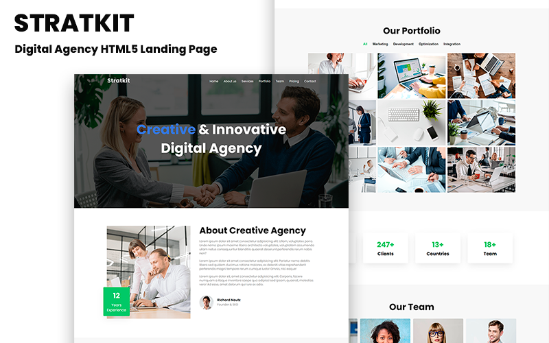 Stratkit – Digitális Ügynökség HTML5 INGYENES nyitóoldalsablonja