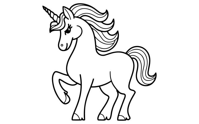 A vector illustration of a unicorn with a spiral horn
