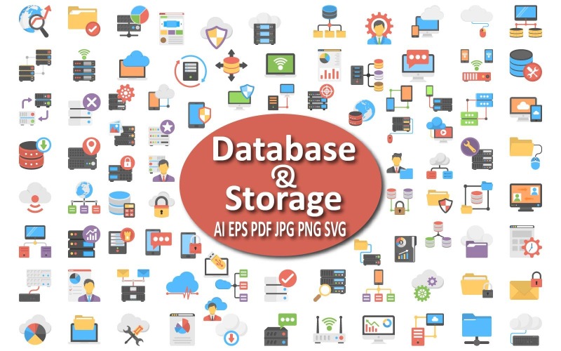 Comprehensive Database & Storage Icon Set for Digital Projects